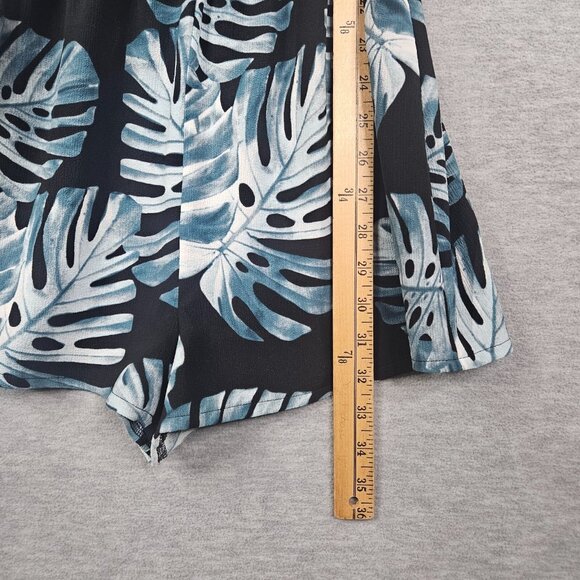 Show Me Your Mumu Women's Tropical Leaf Print Romper Blue White Adjustable Sz S - Picture 10 of 11